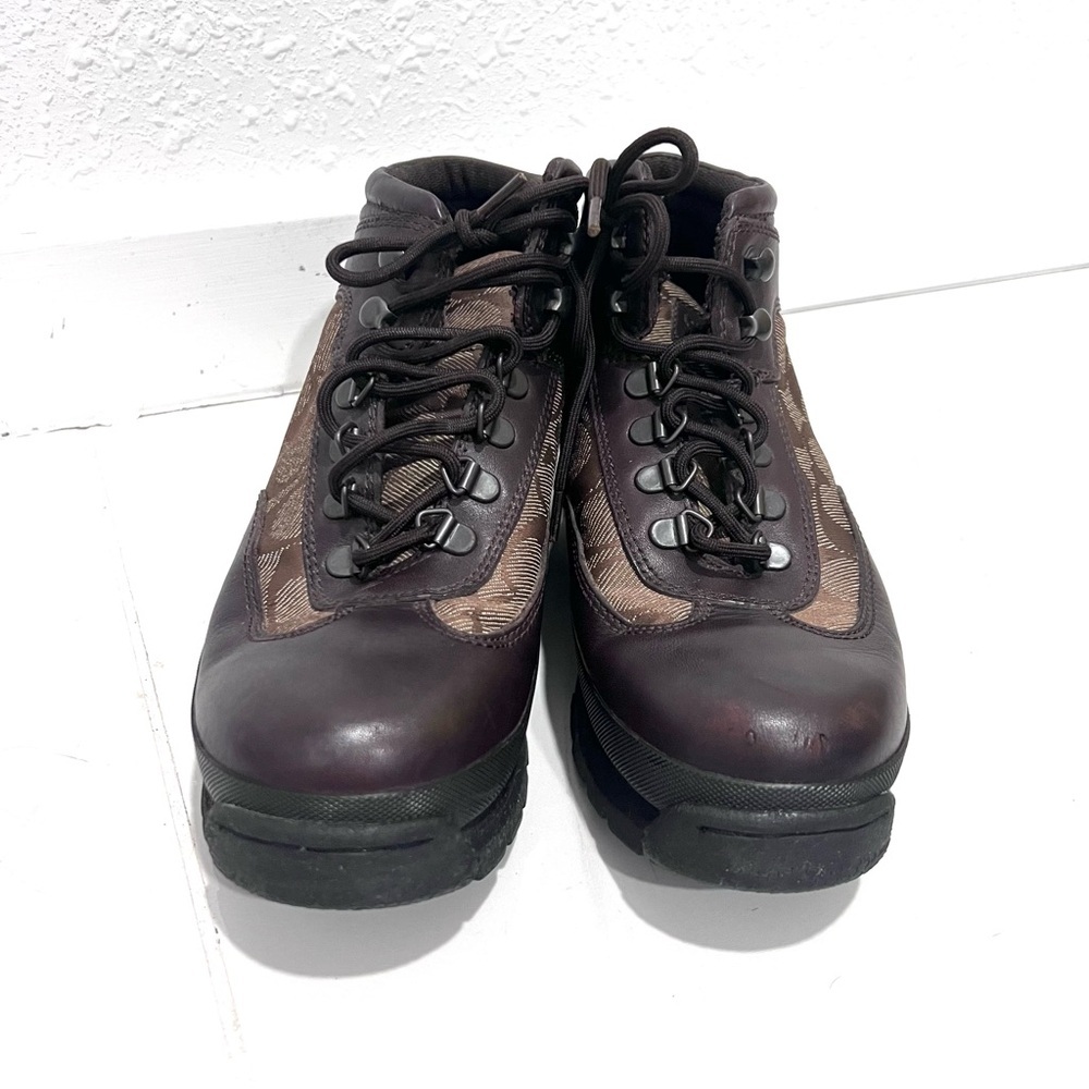 Coach Hanna logo Brown leather Boots 7.5 - Picture 4 of 11